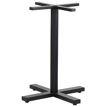 Central table base made of steel, one column, height 72.5 cm, base bottom dimensions 58x58 cm, black color