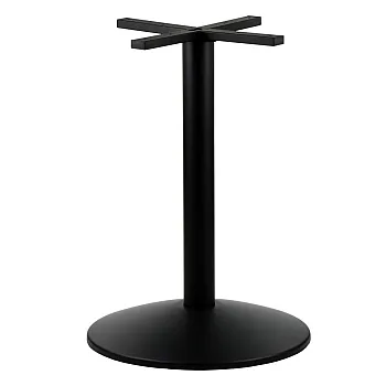 Metal central table base, height 72 cm, with large base bottom plate with diameter 53.5 cm, black color