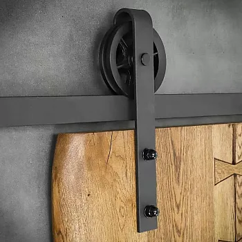 Sliding door system made of steel, for single-leaf doors up to 130 kg, length 2 meters, black color, wall-mountable