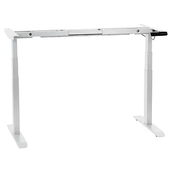 Metāla galda rāmis ar elektriski regulējamu augstumu, divi motori, baltā krāsā, augstums 61.5-126.5 cm, garums 119-172 cm
