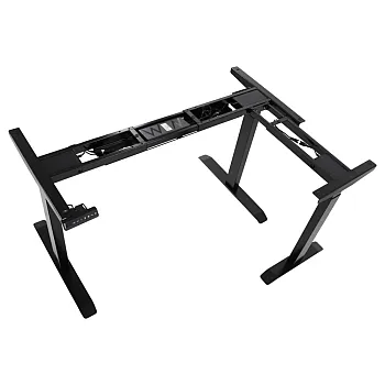 Metāla galda rāmis ar elektrisko augstuma regulēšanu, regulējams augstums 71-119 cm, melna krāsa, trīs motori, garums 123,5-175,5 / 88,5-135 cm