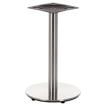 Central table base made of stainless steel, round base, brushed, diameter 45 cm, height 71.5 cm