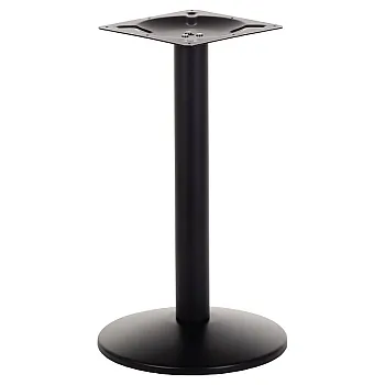 Metallist keskne lauajalg terasest, kõrgus 72,5 cm, aluse läbimõõt 42,5 cm, musta värvi