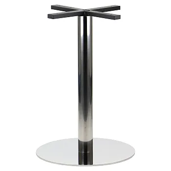 Nerūdijančio plieno centrinis stalo pagrindas, poliruotas, aukštis 72,5 cm, pagrindo kojos skersmuo 49,5 cm