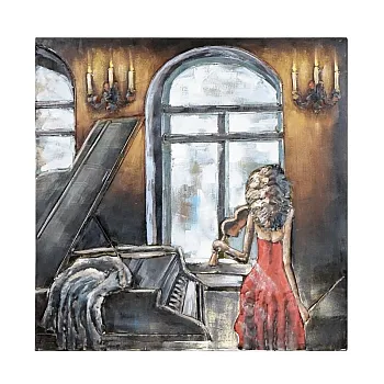3D metal art - Woman with violin, dimensions 100x100 cm weight 7 kg
