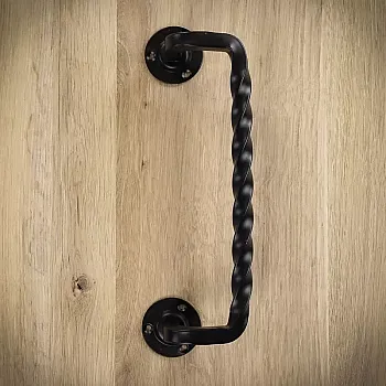 Black metal pull, handle for sliding doors, made of steel, lacquered, black color, height 29 cm, weight 640 grams, set of 2 pcs.