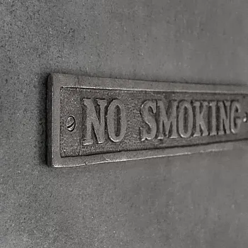 Čuguna metāla zīme No smoking, izmērs 23x4 cm, komplektā 5 gab.