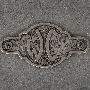 Premium quality informative cast iron sign for toilet with internationally recognizable text &amp;quot;WC&amp;quot;, dimensions 13 x 6.5 cm, set of 10 pcs.