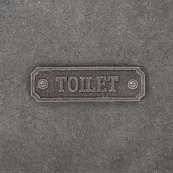 Informative rectangular shape sign made of cast iron with text &amp;quot;Toilet&amp;quot;, dimensions 3.2x11.5 cm, set of 10 pcs.