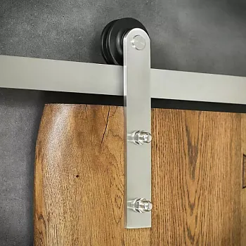 Sliding door system for single-leaf wooden doors, weight up to 130 kg, length 2 meters, gray color, stainless steel, wall-mounted