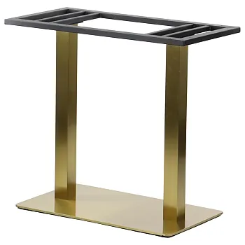 Metallist lauajalg kahe sambaga, kuldset värvi, ruudukujuline sammas, jalg 70x40 cm, kõrgus 72,5 cm