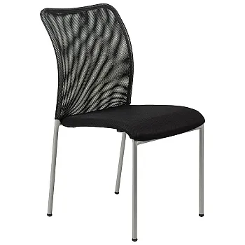 Conference chair in black colour with chrome frame, breathable mesh back and upholstered seat, set of 20 chairs