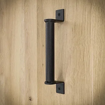 Metalinė stumdomų durų traukimo rankena iš plieno, juodos spalvos, aukštis 21,5 cm, svoris 280 gramų, rinkinyje 4 vnt.
