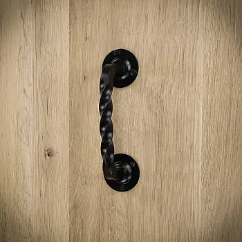 Twisted metal pull handle for sliding doors made of steel, black color, height 14 cm, weight 160 grams, set of 4 pcs.