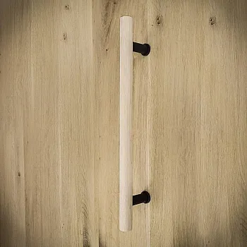Koka un tērauda bīdāmo durvju rokturis, augstums 40 cm, svars 430 grami, komplektā 3 gab.