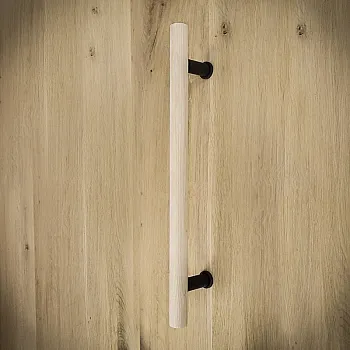 Koka un tērauda bīdāmo durvju vilkšanas rokturis, augstums 60 cm, svars 530 grami, komplektā 3 gab.