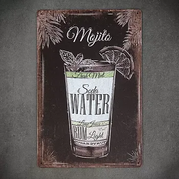 Decorative wall plaque &amp;quot;Cocktail mojito&amp;quot; including recipe, dimensions 20x30 cm