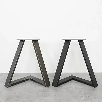 3D metāla galda kājas no tērauda, augstums 45 cm, kopējais platums 46 cm, melnā krāsā vai ar tērauda efektu, komplektā 2 gab.