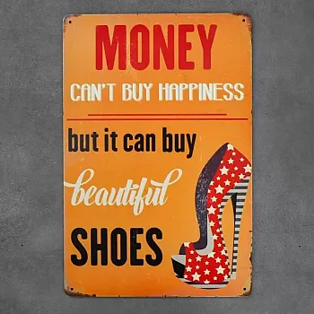 Dekoratīvā sienas plāksne, MONEY &amp;amp; SHOES, 30x20 cm
