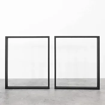 Square metal table legs Square-Light, black color, with dimensions 60x71 cm, set of 2 pcs.