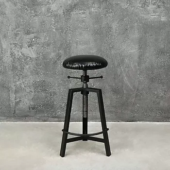 Polsterēts regulējams taburete, materiāls tērauds-koks, maināms augstums 57–80 cm