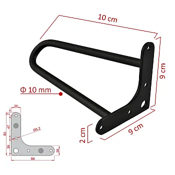 Decorative hairpin metal leg Ø10 bar, height 10 cm - set of 4 legs; colours: black, white, grey, gold