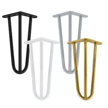 Stalo kojos hairpin, iš trijų 10 mm skersmens strypų, aukštis 30 cm - 4 kojų komplektas, spalvos: juoda, balta, pilka, auksinė