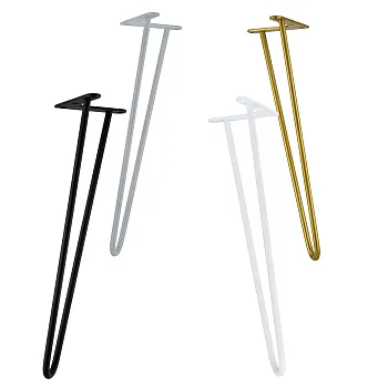 Zema augstuma matadatas tipa kājas kafijas galdiņam no diviem tērauda stieņiem, stieņa diametrs 10 mm, augstums 43 cm, komplektā 4 kājas, pieejamās krāsas melna, balta, pelēka, zelta