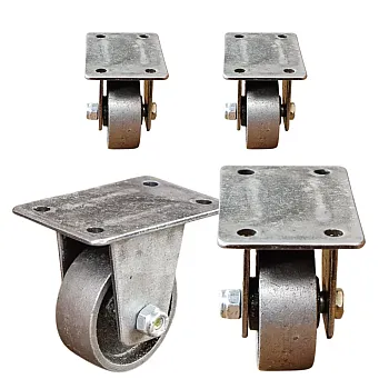 Dekoratiivmööbli rattad terasest, halli värvi, kõrgus 65mm (4 tk.)
