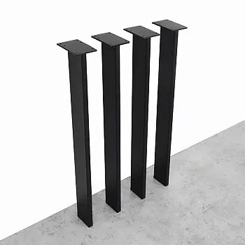Metal black table legs Recto, height 71 cm, dimensions 8x2 cm, black color, 4 pcs set