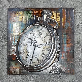 3D metallikunst, vana kell, 100x100 cm