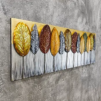 3D metalinis sienų dekoras, miškas, 56x180 cm