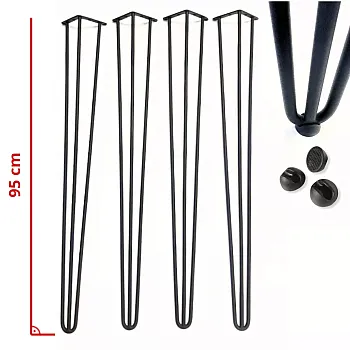 Dekoratīvās hairpin metāla galda kājas Ø12 stienis, 95 cm augstums - četru kāju komplekts