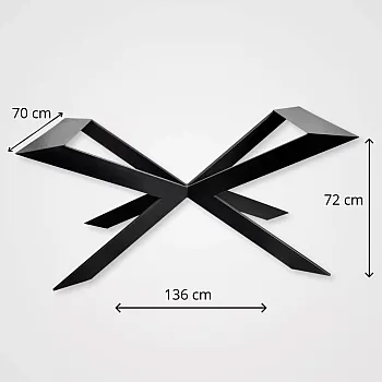 Voratinklio tipo metalinis stalo pagrindas su 8×2 cm profilio kojomis, aukštis 72 cm, 136×70 cm rėmas