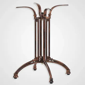 Special design look cast iron table base in ancient gold finish, bronze color, height 73 cm, suitable for tabletops up to 70x70 cm