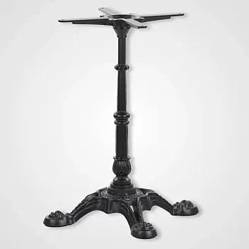 Vintage stila čuguna galda kāja ar 4 kājām, melnā krāsā, augstums 72 cm, piemērota galda virsmai līdz 70x70 cm, svars 17 kg