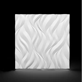 Dekoratyvinės sienų plokštės su tekančiu raštu, pagamintos iš polistireno Warmth, dydis 60x60 cm, baltos spalvos, dažomos, 12 vnt. rinkinys