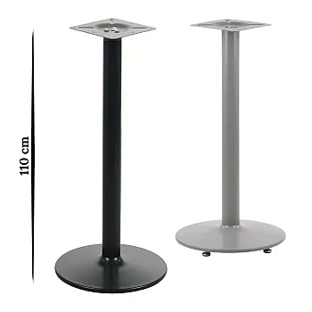 Centrāla metāla galda pamatne bāra augstuma galdiem, melns vai pelēks pulverkrāsojums, augstums 110 cm