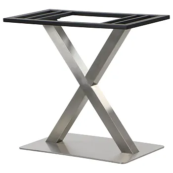 X-shaped standard height metal table base made of stainless steel, height 72.5 cm, base 70x40 cm, base top 40x80 cm