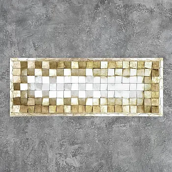 3D meno kūriniai, metalo menas, aukso atspalvių mozaika, 55x145 cm