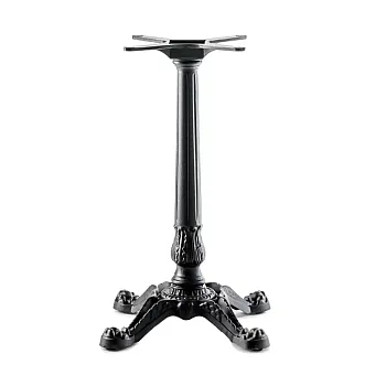 Vintage cast iron table base with 4 feet, HORECA, black color, height 72 cm, suitable for tabletop 90x90 cm, 22.4 kg, or bar heigh 106 cm for 80x80cm tabletop