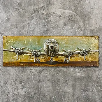 3D metalinis sienų dekoras, senas krovininis lėktuvas, 56x180cm
