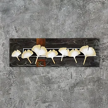 Elegant 3D Metal Wall Art – Delicate Blossoms on Dark Backdrop, Modern Horizontal Decor (115x35 cm)