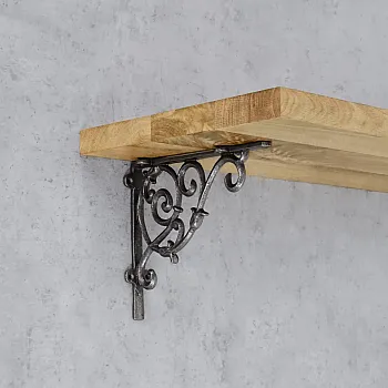 Dekoratyvinis lentynos laikiklis iš ketaus, gylis 23 cm, aukštis 20 cm, rinkinyje 2 vnt.