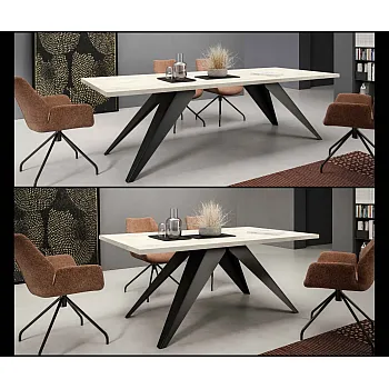 Pikendatav ristkülikukujuline söögilaud - 140/190/240 cm, lauaplaadi laius: 80 cm, kõrgus: 76 cm, modernsed mustad või valged metalljalad, vastupidav lamineeritud plaat 6 värvitoonis, kõrgus 76 cm