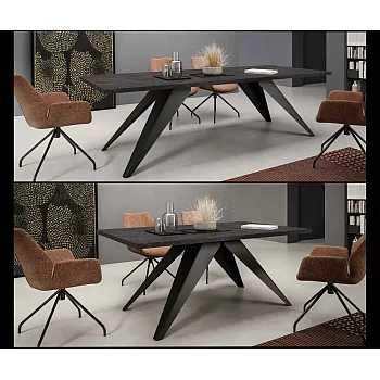 Extendable rectangular dining table - 160/210/260 cm, width: 90 cm, height: 76 cm, modern black or white metal legs, durable laminated top in 6 color options, 76 cm height