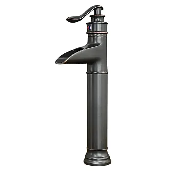 Unique design waterfall effect washbasin faucet made of brass, height 36 cm, spout length 8 cm