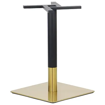 Central table base, made of stainless steel, gold/black color, bottom plate dimensions 50x50 cm, height 72cm