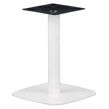 Low height central table base made of steel, height 57 cm, bottom plate dimensions 44.5 x 44.5 cm, white color, weight 14 kg
