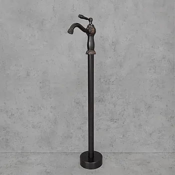 Brīvi stāvošs grīdas misiņa vannas maisītājs, krāsa - melna, satīna, augstums: 100 cm